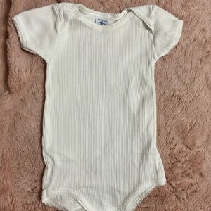 Petit Bateau Cream Ribbed One Piece